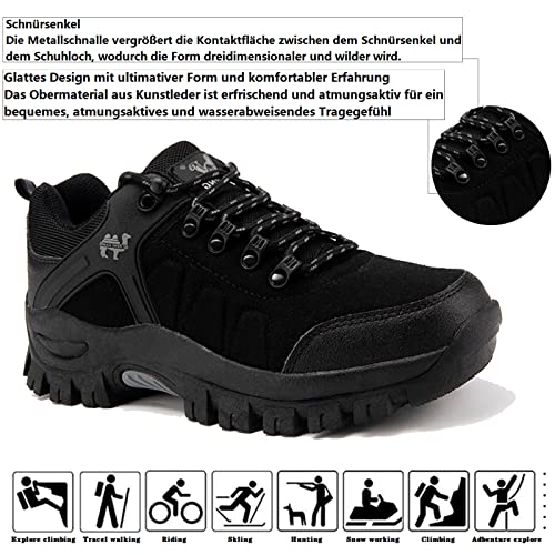 VTASQ Zapatillas Senderismo Hombre Impermeables Zapatillas Trekking Mujer al Aire Libre Botas Montaña Antideslizante Calzado Senderismo Negro 39