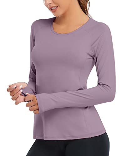 VUTRU Camisetas Deportivas de Manga Larga para Mujer Tops para Correr Camiseta para Fitness Workout Gym Yoga Púrpura M