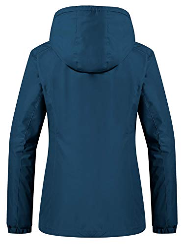 Wantdo Chaqueta de Esquí Deportiva al Aire Libre Parka con Capucha Forro Polar Cálida Cazadora Nieve Snowboard Invierno Chaqueta Impermeable Antiviento para Mujer Azul Marino XX-Large