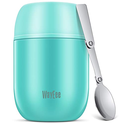 WayEee Termo para Comida 450 ml Taza Aislada de Acero Inoxidable para Alimentos Bebida Sopa Termo Térmico para Sólido y Líquido para Bebe Niños y Adultos Regalo para niños (Azul)