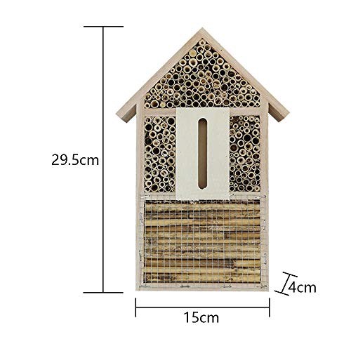 WDEC Casa para Insectos, Hotel para Insectos De Madera 29.5 x 15 x 4CM, Observatorio De Insectos Casa Natural, Gancho De Metal, para Abejas, Mariquitas, Moscas y Mariposas, Abejas y Nidos