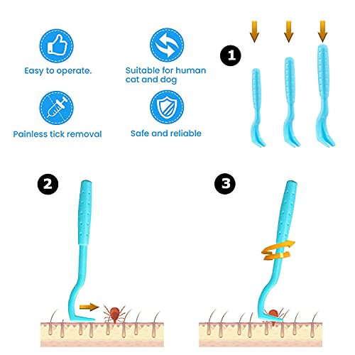 WELLXUNK Perros Gatos Pinzas, 4 Piezas Tick Remover Tool Set, Pinzas Garrapatas Perro, Pinza Pulgas, Gancho Garrapatas Plastico, Profesional Garrapatas Herramienta, para Perros Gatos Mascotas