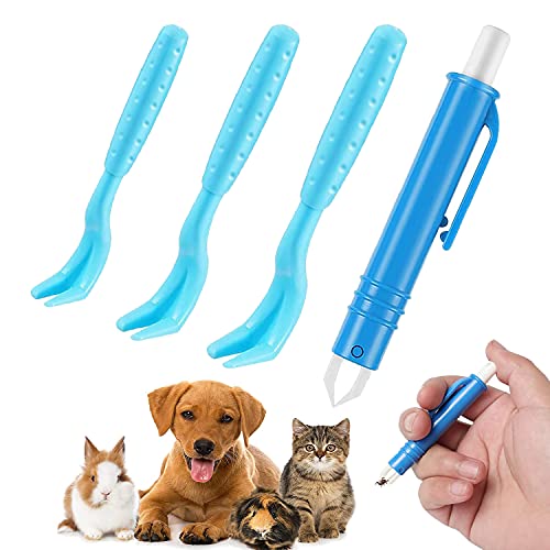 WELLXUNK Perros Gatos Pinzas, 4 Piezas Tick Remover Tool Set, Pinzas Garrapatas Perro, Pinza Pulgas, Gancho Garrapatas Plastico, Profesional Garrapatas Herramienta, para Perros Gatos Mascotas