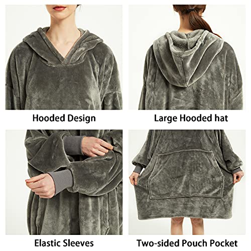 Wenlia Sherpa Hoodie Sudadera Manta, Manta extragrande con estampado sherpa con Capucha Gigante de franela para Mujeres, Manta de Forro con Bolsillo Grande para Adultos, Hombres- Talla única