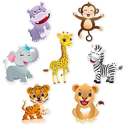 WERNNSAI Selva Safari Tema Cumpleaños Palillos de Centro de Mesa Toppers - 21 Piezas Zoo Animales Fiesta Decoraciones para Niños Cumpleaños Baby Shower Suministros para la Fiesta