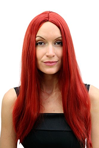 WIG ME UP- Carnaval: Peluca, roja, cobrizo, con Raya, Larga TH30-KII135