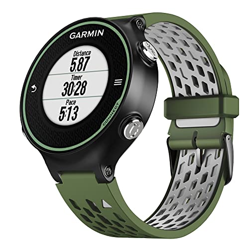 WIIKAI Compatible con Garmin Approach S6/Forerunner 735XT/630/620/235/220 Correas para Relojes, Correa de Pulsera de Reemplazo.(Verde Militar + Gris)