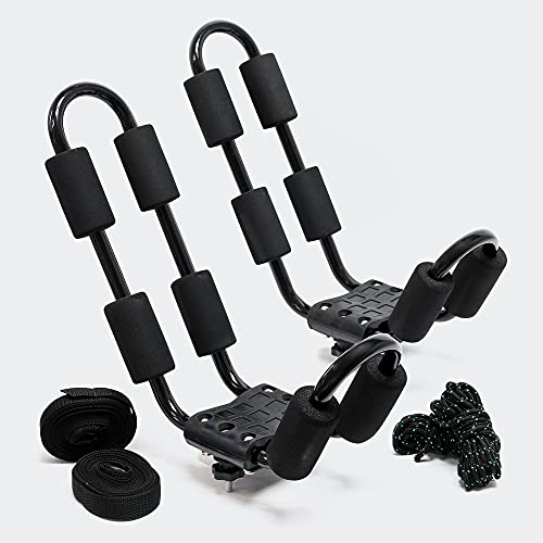 WilTec 2X Soportes Techo para Kayaks lanchas canoas Portakayaks baca Coche con 2correas Espuma protección