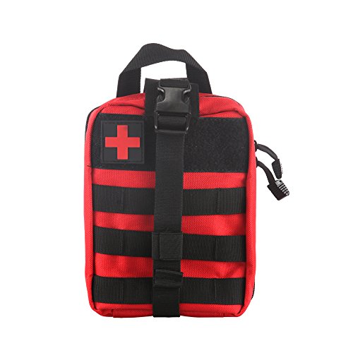 Winbang Bolsa Médica Táctica, Botiquín de Primeros Auxilios Bolsa Táctica Molle Rip-Away EMT Bolsa IFAK Medical para Situaciones de Emergencia Táctica (Rojo)