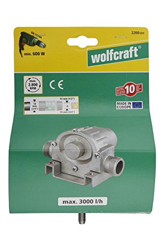 wolfcraft 2200000 - Bomba para taladro, cuerpo metálico, vástago 8 mm (CE) 3000 l/ h