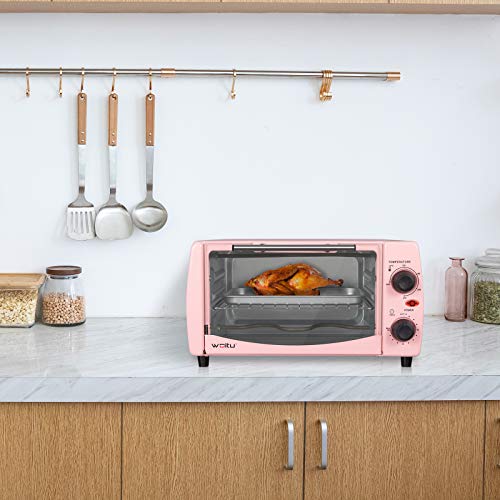 WOLTU Horno Eléctrico de Sobremesa 800W 12 Litros Horno de Conveccción, 37x30x20.5 cm Temperatura Hasta 250ºc Horno Tostador Mini Multifunción Rosa BF10rs