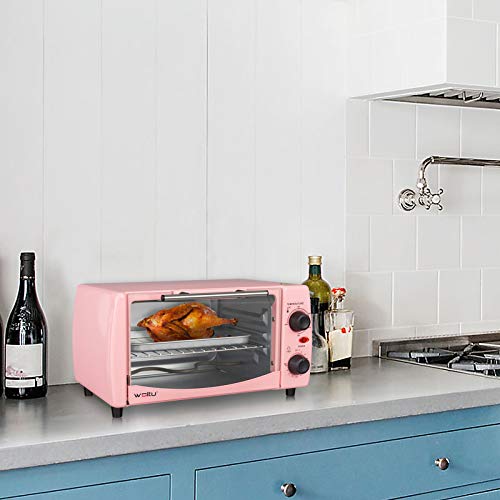 WOLTU Horno Eléctrico de Sobremesa 800W 12 Litros Horno de Conveccción, 37x30x20.5 cm Temperatura Hasta 250ºc Horno Tostador Mini Multifunción Rosa BF10rs