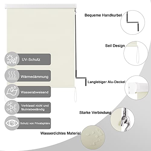 WOLTU Toldo Vertical Exterior Persiana Enrollable Estor Enrollable Impermeable Estor para Balcón Terraza Jardín, Pantalla de Privacidad Toldo de Balcón Protección Solar Extensible 140x240 cm Beige