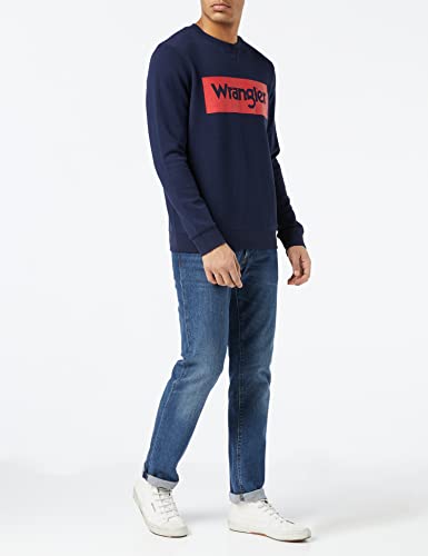 Wrangler Logo Crew Sweat Sudadera, Azul Marino, XXL para Hombre