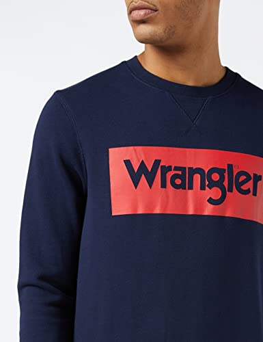 Wrangler Logo Crew Sweat Sudadera, Azul Marino, XXL para Hombre