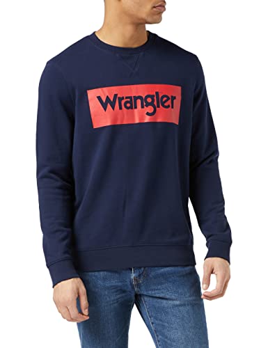 Wrangler Logo Crew Sweat Sudadera, Azul Marino, XXL para Hombre