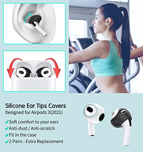 WUZUN Silicona Protectora Funda para AirPods 3 Gen, 12 en 1 Juego de Accesorios para Apple Airpod 3 Gen con Punta para la oreja/Gancho para la oreja/Soporte para correa de reloj/Cepillo/Llavero (Azul)