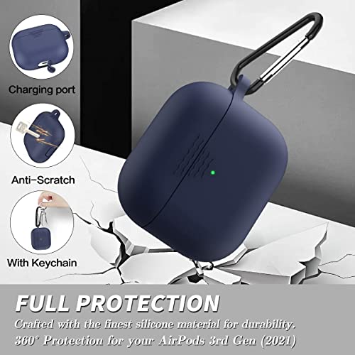 WUZUN Silicona Protectora Funda para AirPods 3 Gen, 12 en 1 Juego de Accesorios para Apple Airpod 3 Gen con Punta para la oreja/Gancho para la oreja/Soporte para correa de reloj/Cepillo/Llavero (Azul)