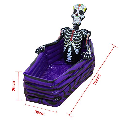 WZXHN Gran Inflable al Aire Libre Esqueleto ataúd Enfriador de Bebidas Cubos de Hielo cráneo PVC Juguetes inflables Accesorios de Piscina de Halloween