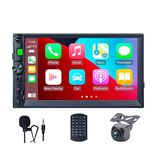 X-REAKO Radio de Coche 2 DIN Car Stereo de 7 Pulgadas HD Pantalla Táctil Bluetooth Manos Libres Radio Auto FM/USB/AUX IN Mirror Link con cámara de visión Trasera