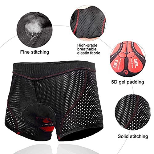 X-TIGER Hombres Ropa Interior de Bicicleta con 5D Gel Acolchado MTB Boxer Ciclismo Pantalones Cortos (Negro 2, XXL)