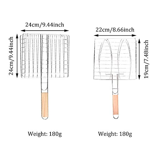 XINYIND 1 Canasta para Parrilla de Barbacoa 1 Canasta para Parrilla de Pescado Doble Parrilla Plegable, para Asar Pescado Verduras Camarones Mariscos