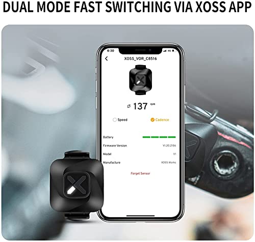 XOSS Vortex Sensor de Velocidad y cadencia de Bicicleta Bluetooth Ant + Modos duales Sensor de RPM inalámbrico IPX7 Impermeable para teléfono Inteligente y computadora de Bicicleta (2 baterías)