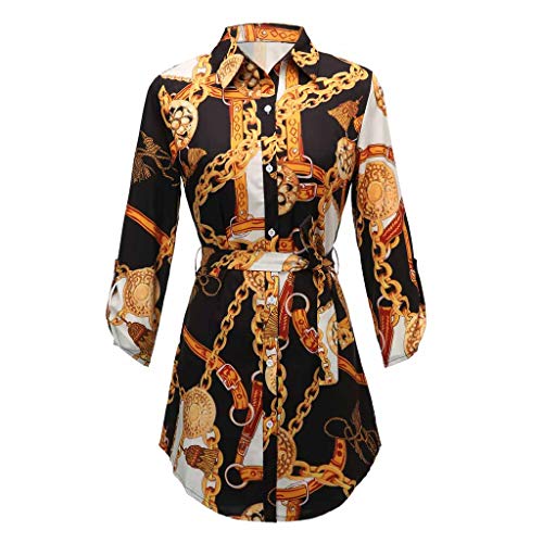 YANFANG Vestido Ajustado Corto para Mujer, con Estampado Floral de Manga Larga de Color Rojo,con Cuello en V para Mujer