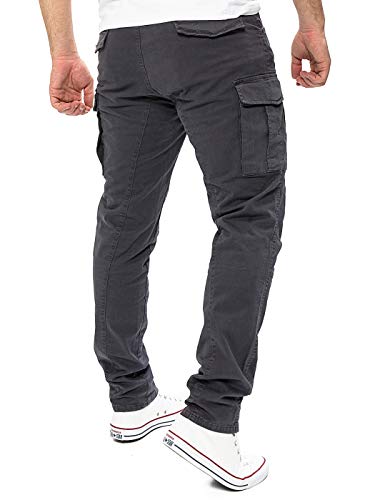 Yazubi Pantalones Cargo de Los Hombre Slim Militar Algodón Jayden Chino Carga Bolsillos Caqui, Gris (Nino Iron 193908), W28/L30