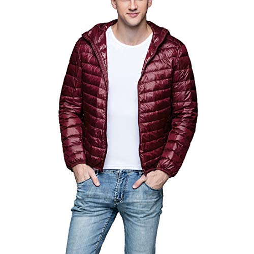 YDSH Abrigo Plumas con Capucha Hombres Abrigos Acolchado Plumiferos Ligeros Chaquetas Chaquetones Plumon Corto Cazadoras Chaqueta Acolchada Hombre Plumas Ultralight Invierno