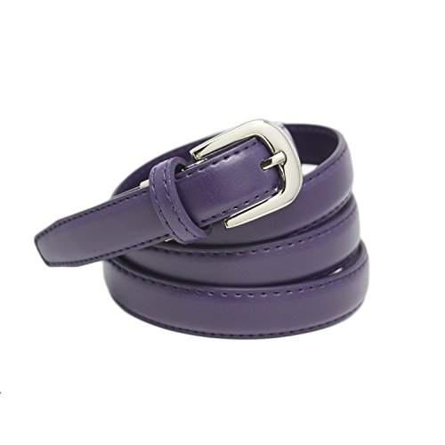 YEHMAN - Cinturón de mujer clásico fino de 2 cm de corteza de piel de vacuno ajustable de 120 cm morado 120