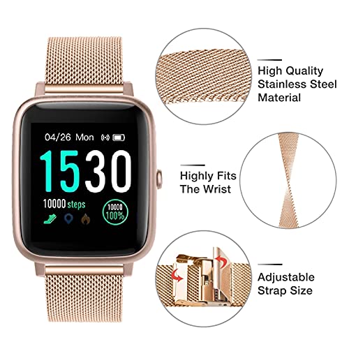 YHC Correa para ID205l Smartwatch de la Serie,Pulsera de Metal Correas Compatible con SW025,SW023,SW021,SW020,TE021,TE020,YM023,YM021,YM020