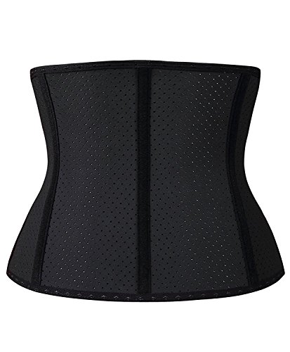 YIANNA Mujer Fajas Reductoras Torso Corto Waist Trainer Corset Reductor Cinturilla Moldeadora Faja Colombiana Latex Cintura Respirable Negro, 110266 Size XL