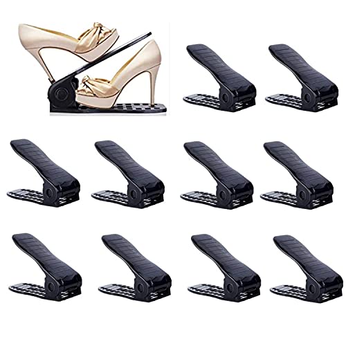 YIHATA Organizador Zapatos, 10 pieces Soportes para Zapatos Organizador Calzado Apilable Apilador de Zapatos Negro