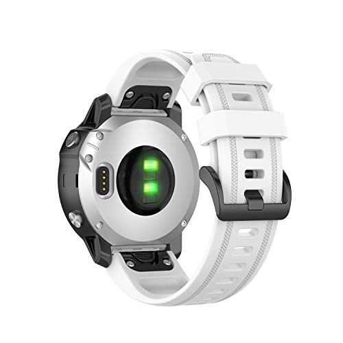 Yikamosi Compatible con Garmin Fenix 6S Correa,liberación rápida Silicona Suave Cierre de Acero Inoxidable Correas de Repuesto para Garmin Garmin Fenix 6S/Fenix 5S/Fenix 5S Plus,Negro+Blanco