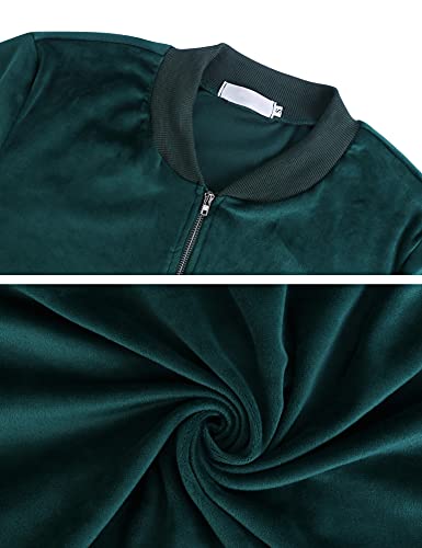 Youngull Traje de Terciopelo Para Mujer Invierno Conjunto Chándal Deportivas Sudaderas con Cremallera y Pantalones Completo Chandal Pijamas Casual Gimnasio Correr(Verde,S)