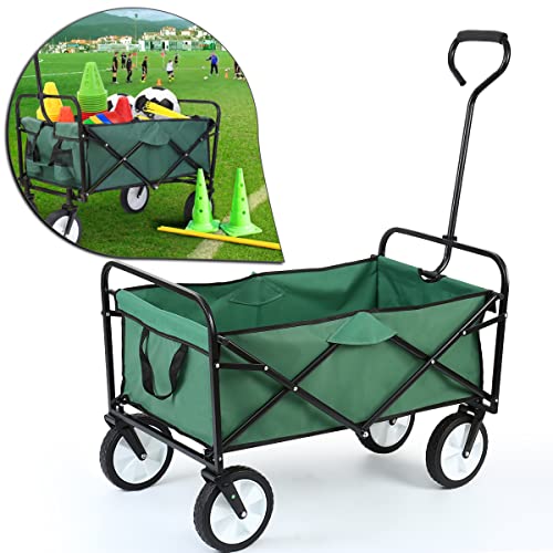 Youwise Carro Transporte Plegable Carro Plegable Playa de Transporte con Mango Ajustable Rueda Universal Freno para Jardín Camping