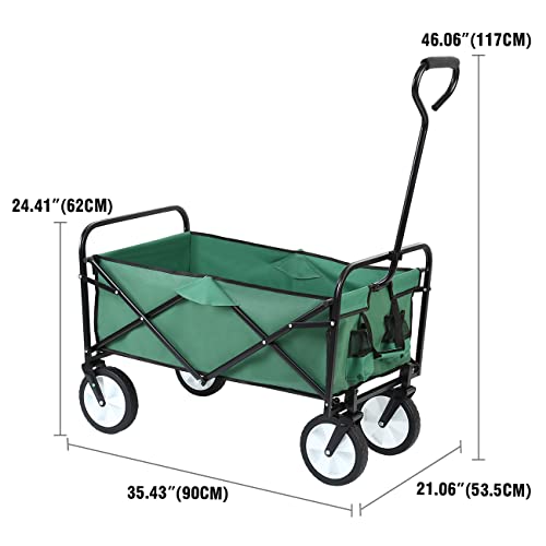 Youwise Carro Transporte Plegable Carro Plegable Playa de Transporte con Mango Ajustable Rueda Universal Freno para Jardín Camping