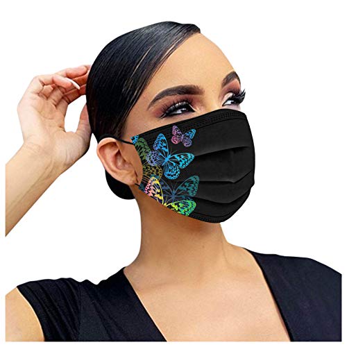 YpingLonk 10/20/50/100pc Unisex Adult Bufanda -Moda Universal Mariposa impresión Lindo elástico Earloop Cuello -21113-07 (una Talla, E-50pc)