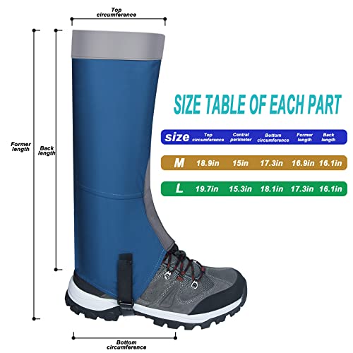 YSBER Impermeables Polainas para Senderismo para piernas para Nieve Polainas a Prueba de Viento Durables para Caminar al Aire Libre Polainas para Escalada Polainas 420D Tela Oxford antidesgarro(L)