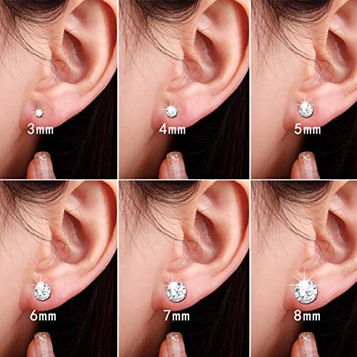 YUESUO Pendientes Acero Quirurgico Hipoalergenicos, Piercing Circoniña Pendientes Brillantes Diamante, AAAAA+ Zircon, Mujeres Hombres Unisex, 5-8 mm