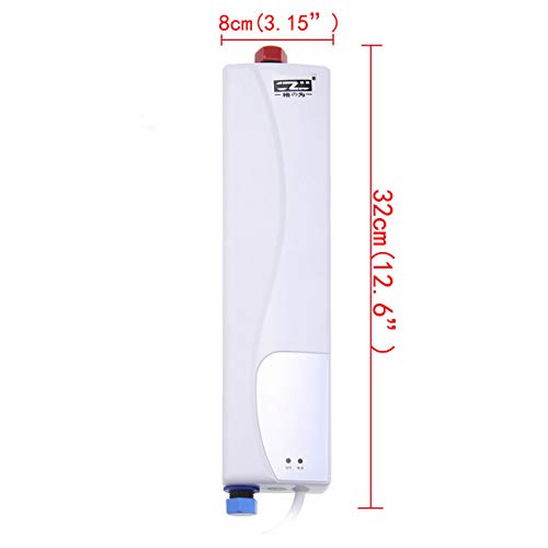 Yunge mini Calentador de agua eléctrico Instantáneo,220V 3000W portátil Calentador de Agua instantáneo mpara cocina baños hogar Lavado (blanco)