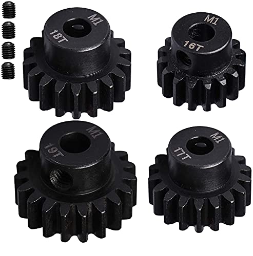 YUNIQUE ESPANA 4 Piezas RC Pinion Gear Combo Set 16T 17T 18T 19T M1 5mm for Brushless Motor of 1:8 1/8 RC Car