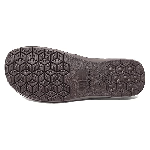 Zapatillas de casa Nordikas Invierno comodas de Hombre Made In Spain piel marrón cacao destalonado