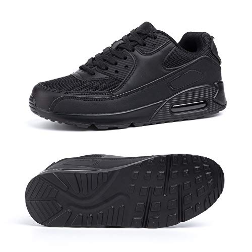 Zapatillas de Deportivas Mujer Zapatos Correr Hombre Running Casual Sneakers Cordones Colchón de Aire Ligero Respirable Calzado Negro 39