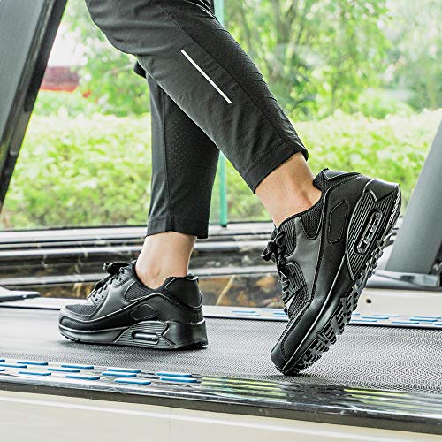 Zapatillas de Deportivas Mujer Zapatos Correr Hombre Running Casual Sneakers Cordones Colchón de Aire Ligero Respirable Calzado Negro 39