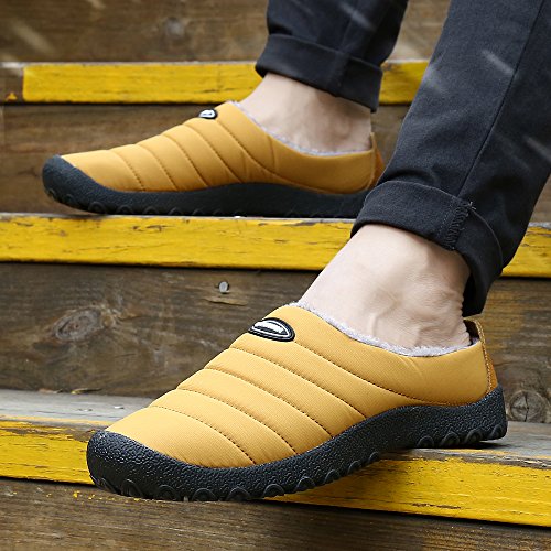 Zapatillas de Estar para Casa Hombre Mujer Invierno Calentitas Zapatillas de Deporte con Suela Antideslizante,Amarillo,41