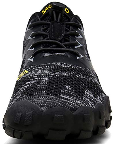 Zapatillas de Trail Running Minimalistas Barefoot Hombre Mujer Zapatillas de Deporte Exterior Interior,04 Negro,38