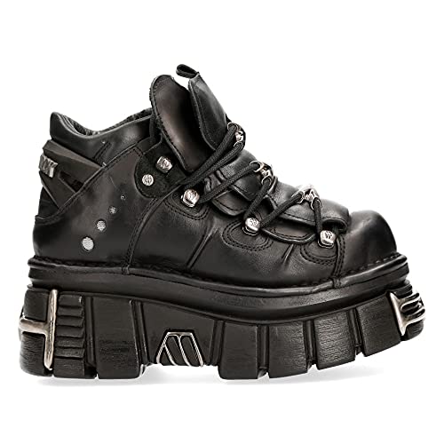 Zapatos NEW ROCK 106 Botines Hombre Negro con Plataforma y adornos Metallic Urban Black Shoes M.106-S112 (numeric_43)