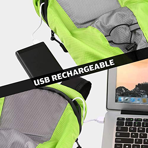 ZCVB Mochila con Luz De Señal De Giro LED para Ciclismo Nocturno Chaleco Reflectante De Seguridad USB Mochila Deportiva Impermeable Al Aire Libre,Verde